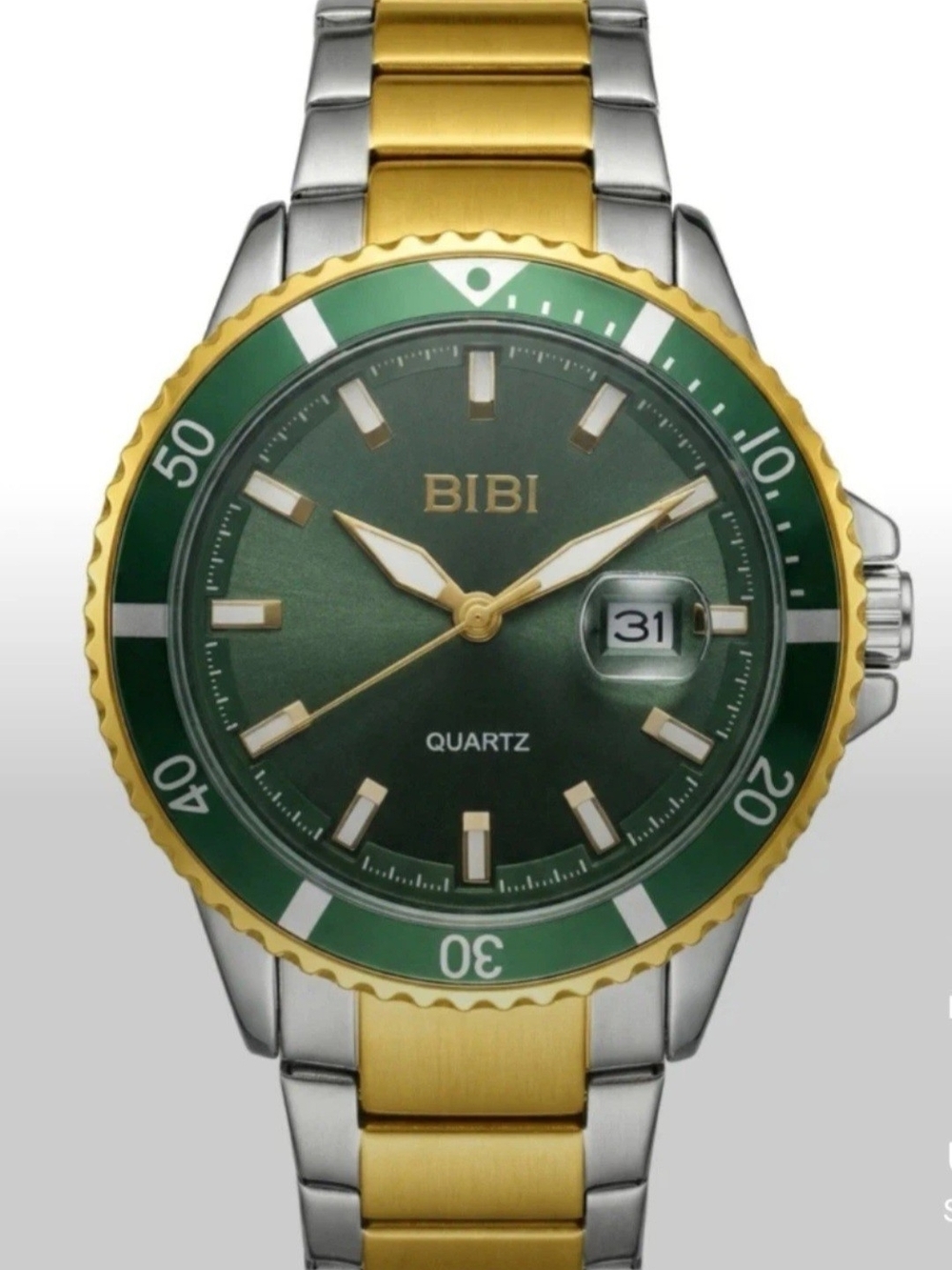 BIBI Men's Green Dial Two-Tone Stainless Steel Watch